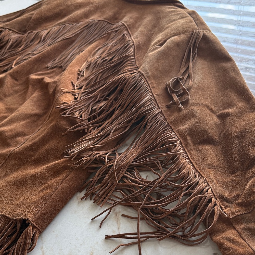 VINTAGE PIONEER WEAR Suede leather Western Jacket in Brown with Tan Lining - Picture 7 of 7